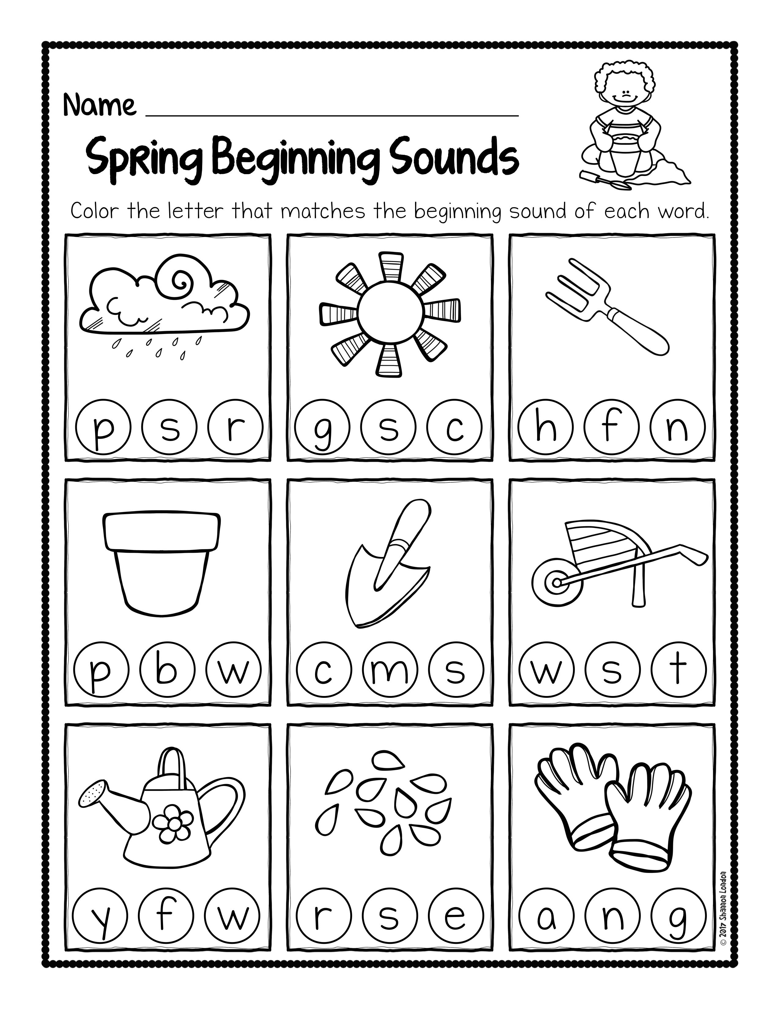 Spring Beginning Sound Worksheets 002