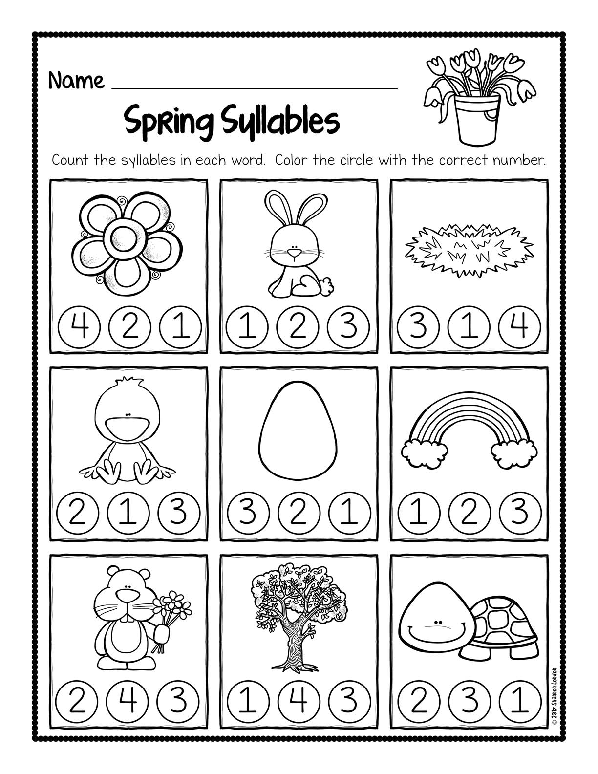 kindergarten syllable worksheets