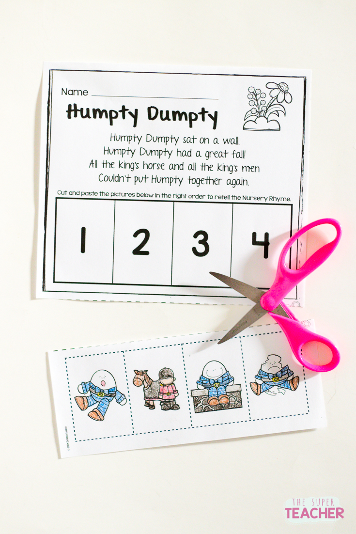 Nursery Rhymes Worksheets For Story Retelling Practice