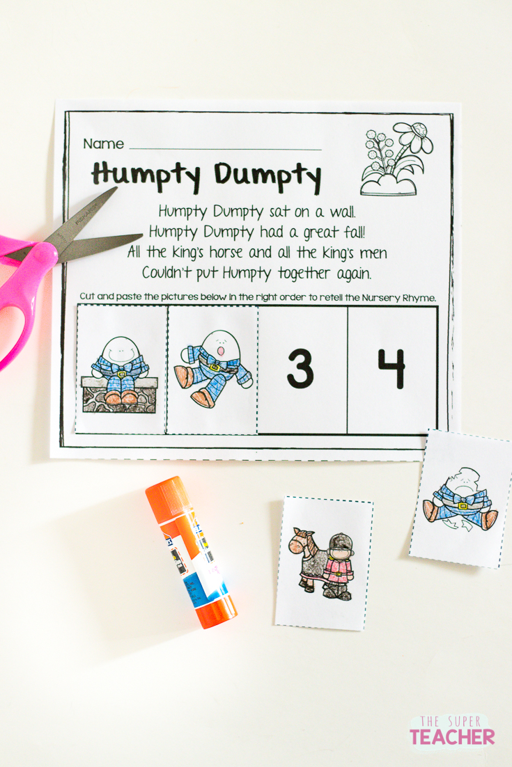 Nursery Rhymes Worksheets For Story Retelling Practice